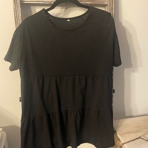 Black ruffle t shirt